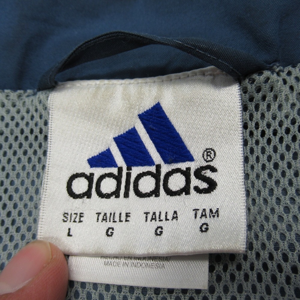 Adidas Jacket Windbreaker Mens Large Blue Cagoule Colorblock Full Zip VTG 90s - Picture 4 of 16